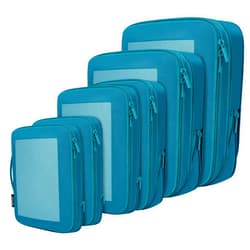 BAGAIL 4 Set/6 Set/8 Set Compression Packing Cubes Travel Accessories Expandable Packing Organizers(Teal SquareMesh 6 Set)