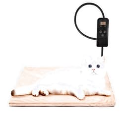 Niubya Pet Heating Pad for Dogs and Cats, Adjustable Temperature and Waterproof Pet Heated Mat with Timer, Electric Heating Pet Bed with Chew Resistant Cord and Soft Washable Cover