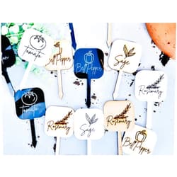 DesignLEE Studio Vegetable Garden Stakes for Herb Plant Markers Handmade Garden Marker Plant Label Garden Marker Acrylic Garden Stake Gardener's Gift for Mom (Name: Oregano, Choose Material: MDF)
