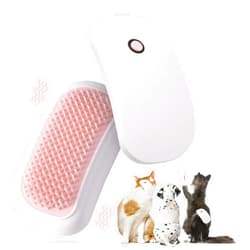 Fuigarry 2 Packs Electric Massage Pet Hair Brushes, Hand-Held Portable Vibration Brushes, Remove Loose Hair of Cats and Dogs, TPE Soft Tooth Comb, Suitable for Pet Massage and Play Toys-Pink