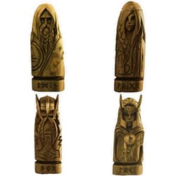 ZXPJUA Odin, Thor and Loki Statues, Norse Gods Statues, Viking Pantheon, allfather Statue, Frigg Statue, Viking Pagan Figurines,Creative Desktop Decor Set (4Pcs, Bronze)