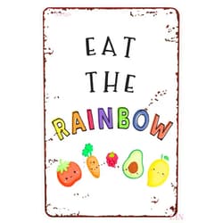Viryty Education Wall Art for Office Eat The Rainbow Classroom Fun Posters for KidsPlayroom ArtVeggies Poster for KidsFun Education Learning Foods Tin Signs Home Cute Wall Decor Metal Poster 8x12 inch