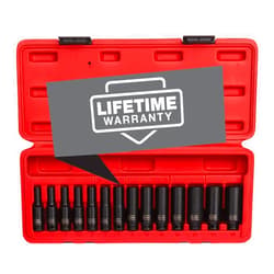 SUNEX TOOLS 1831, 1/4 Inch Drive Deep Magnetic Impact Socket Set, 14-Piece, Metric, 4mm - 15mm, Cr-Mo Alloy Steel, Heavy Duty Storage Case, Meets ANSI Standards