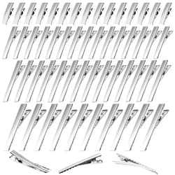 Elcoho 200 Pieces Metal Hair Clips Single Prong Curl Clips Silver Alligator Section Clips with Teeth Hairbow Accessory for Women Girls