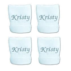 Liberty21 Custom Embroidered Washcloth towel set for body and face, Makeup. 100% Soft Cotton Reusable Cleansing cloths, Set of Four. (Light Blue)