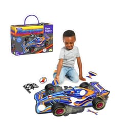 Peaceable Kingdom Giant Floor Puzzles with Uniquely Fun Shaped Pieces for Kids Ages 3+ Gifts for Boys and Girls - Racecar