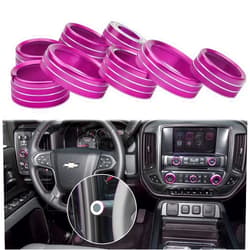 Kujunpao Radio Fan Climate Auto Menu Knob Control Button Trim Center Console Knob Cover Decor Fit for 2014-2018 Chevy Silverado & GMC Sierra Accessories 8pcs(Pink)