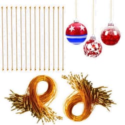 Umzing 200Pcs Gold Ornament Hooks Ornament Hangers Ribbon Ornament String with Snaps Precut String Hangers Snap Fasteners Rope Hooks for Halloween Christmas Ornaments Price Tag Crafts Gift Tag