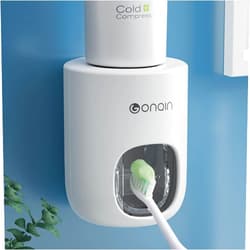 MOPMS Toothpaste Dispenser Wall Mount for Bathroom Automatic Toothpaste Squeezer with Cover for Toothpaste Holder (White)