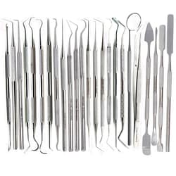 A2Z SCILAB A2Z 24pc Dental Hygiene Kit - Calculus & Plaque Remover Dental Tool Set - Tarter Scraper, Tooth Picks Probes, Scalers & Mouth Mirror - O.R Grade Stainless Steel Dentist Oral Care Professional Tools