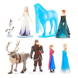 Disney Store Official Frozen Figure Set – 8 Fully Sculpted Disney Figures Including Anna, Elsa, Olaf, Kristoff & More in Double-Tiered Box with Scenic Backgrounds