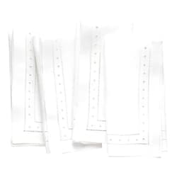 O'lucio Authentique Home Linen Napkins Set of 4-100% Flax Linen White Dinner Napkins with Embroidered Dot 18 x 18 inch - Hemstitch Cloth Napkins Washable for Winter and Valentines Day
