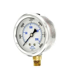 PIC Gauges PIC Gauge PRO-201L-254P 0-3000 PSI Pressure Gauge, 2 1/2