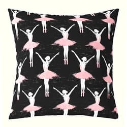 Erosebridal Ballet Throw Pillow Cover 16x16 Inch for Sofa Bed Couch,Ballerina Pillow Cover Home Room Decor,Cute Ballet Dancer Decorative Square Pillowcase