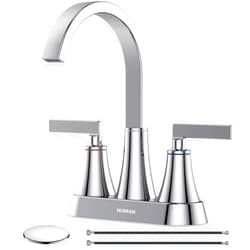 Hurran Bathroom Sink Faucet, Hurran 4 inch Chrome Bathroom Faucets for Sink 3 Hole with Pop-up Drain and Supply Lines, Stainless Steel 360 Swivel Waterfall Faucet for Bathroom Sink Vanity RV Restroom