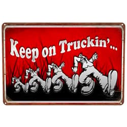 Kehkyie Retro New Metal Tin Sign Keep On Truckin Sign Decorations Aluminum for Garden Bathroom Kitchen Living Room Garage Coffee Art Decor 8x12 Inch