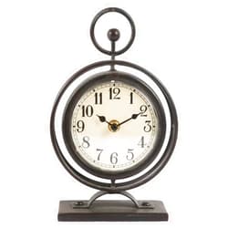 JUMBO HUMBLE Small Vintage Metal Desk Clock, Decorative Table Clock for Living Room, Silent Mantel Clocks Farmhouse Shelf Decor Battery Operated, 9.5