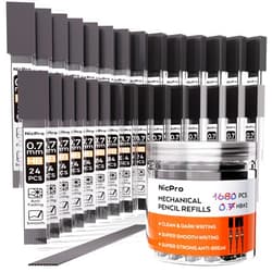 Nicpro 1680 Pieces 0.7mm Lead Refills for Mechanical Pencils, Smooth Break Resistant HB Mechanical Pencil Lead Refill 0.7, 70 Tubes of 24 Pcs Per Tube-Come with Storage Box