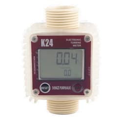 Walfront Fuel Meter K24 Turbine Digital Fuel Flowmeter with LCD Display for Chemicals Liquid Water Red