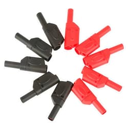 PerGar 10Pcs Safety Fully Insulated Multimeter Test Leads 4mm Banana Plugs Male Stackable Connectors with Banana Jack Adapters,Red Black