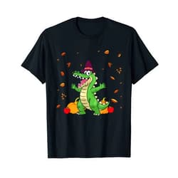 Funny Thanksgiving Outfits & Gifts Thanksgiving Crocodiles Alligators Pilgrim Pumpkin Turkey T-Shirt
