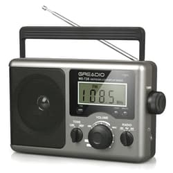 Greadio Portable Shortwave Radio with Best Reception,AM FM Transistor,LCD Display,Time Setting,Battery Operated by 4 D Cell Batteries or AC Power,Big Speaker,Earphone Jack for Gift,Elder,Home