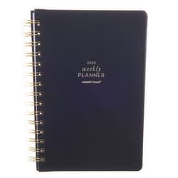 russell+hazel 2025 Vegan Leather Black Weekly Planner, 12 Month Calendar