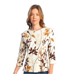 Jess & Jane Verde Abstract Print Womens Cotton Top