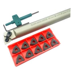 Generic lathe tools metal cutting 10PCS WNMG080404 TM PC4125 Carbide Inserts + 1PC S20R MWLNR08 Internal Turning Tool Holder CNC Lathe Cutter Tool For Hard Steel boring insertsGreat for fine finishing and sem