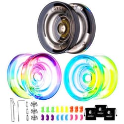 MAGICYOYO Pack of 3 Yoyo K2 Crystal Responsive Yoyo for Kids Beginner,Dual Purpose Yoyos with Replacement Unresponsive Yoyo Bearings Kit for Advanced,18 Strings, 3 Bags