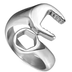 Stainless Steel Wrench Style Biker Ring Spanner Mechanic Wrench Tool Polished Ring Band (8)