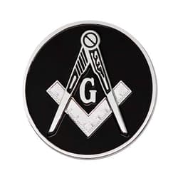 The Masonic Exchange Square & Compass Round Masonic Auto Emblem - [Black & Silver][3'' Diameter]