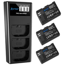 A Artman Artman LP-E6N LP-E6 Battery 3-Pack 2750mAh and 3-Slot LCD Charger for EOS R R5 R6 R7, R5 C, R6 Mark II,EOS 5D Mark II III IV,5D SR,6D Mark II 7D Mark II,6D 7D 90D 80D 70D 60D 60DA,XC10 XC15 Camera