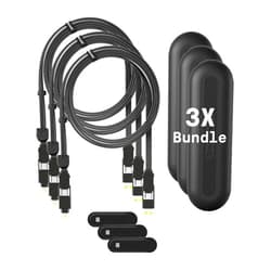 Rolling Square New inCharge XL 6-in-1, (3X Pack) Multi Charging Cable 100W Ultra-Fast Charging, Portable USB and USB-C Cable, 6.5 Ft/2m, Black
