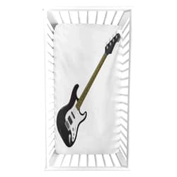 Lyzelre Guitar Fitted Crib Sheet,Bass Four String Rhythm Music Rock and Roll Element Detailed Illustration Microfiber Silky Soft Toddler Mattress Sheet Fitted,28