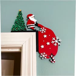 Ochine Christmas Door Topper Christmas Decorations, Funny Snowman Santa Claus Top Door Frame Corner Sign Decorations, Windows Walls DIY Craft for Christmas Ornaments Holiday Party Home Decor