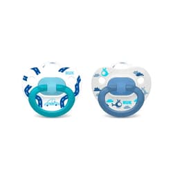 NUK Comfy Orthodontic Pacifiers, Blue Assorted, 18-36 Months, 2 Count, Soft & Durable Design for Baby Comfort