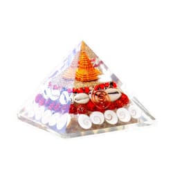Orgonite Shop Crystal Wealth Orgone Pyramid, Natural Gomati Chakra with Shree Yantra, Success, Prosperity?
