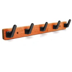 IBosins Coat Hooks Wall Mounted Coat Rack, 16.7'' Long, Entryway Hanging Coat Rack, Metal Wood Coat Rack with 5 Black Literary Rustic Hooks, Decorative Hooks Rail for Coat, Bag, Towel, Hat