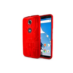 CruzerLite Bugdroid Circuit Case for The Google Nexus 6 / Motorola Nexus 6 (2014 Release) - Retail Packaging - Red