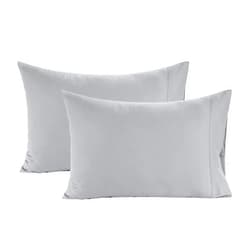 LANE LINEN 100% Organic Cotton Pillowcases - Standard Size and Crisp Cool Percale Weave Sleeping Pillow Covers Set of 2 Silver