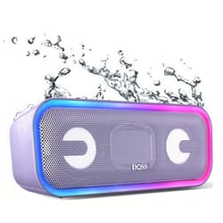 DOSS Bluetooth Speaker, SoundBox Pro+ Wireless Pairing Speaker with 24W Stereo Sound, Punchy Bass, IPX6 Waterproof, 15Hrs Playtime, Multi-Colors Lights, for Home,Outdoor-Purple