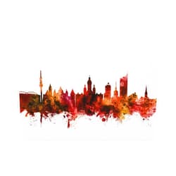 Trademark Fine Art Leipzig Germany Skyline Red by Michael Tompsett, 12x19
