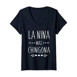 Funny Hispanic Name Designs for Nina Womens Spanish First Name Design - Nina Mas Chingona V-Neck T-Shirt