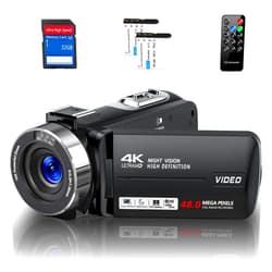 DINGETU Camcorder Video Camera 4K Ultra 48MP with IR Night Vision,18X Digital Zoom Camcorder Recorder 3