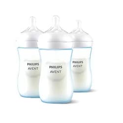 Philips AVENT Natural Baby Bottle with Natural Response Nipple, Blue, 9oz, 3pk, SCY903/23 Blue 3 Pack 9oz BOTTLE