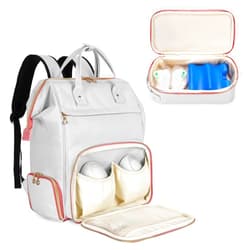 Damero Wearable Breast Pump Backpack with Cooler, Compatible with Elvie and Momcozy Breast Pump, Wearable Breast Pump Bag with Laptop Sleeve for Wearable Breast Pumps, Patent Pending
