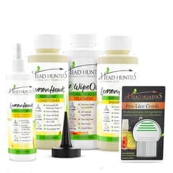 Head Hunters Natural Lice Products Deluxe Head Treatment Kit with Prevention Spray, Shampoo and Conditioner, Professional Comb, & Shampoo That Removes Eggs - Head Hunters