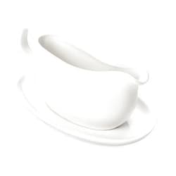MALACASA 14 oz Gravy Boat with Saucer Stand, Porcelain Sauce Boat with Tray for Salad Dressings, Creamer, Broth, Milk, Ergonomic Handle, Microwave & Dishwasher Safe (White)