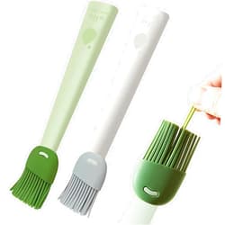 Kissfee Silicone Basting Brush and Pastry Brush for Baking, Spread Butter Sauce Silicone Grill Brush, Turkey Baster, Kitchen Cooking Brush (White and Green)